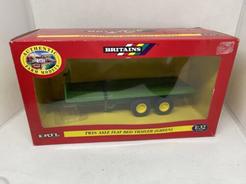Britains Twin Axle Flat Bed Trailer Green