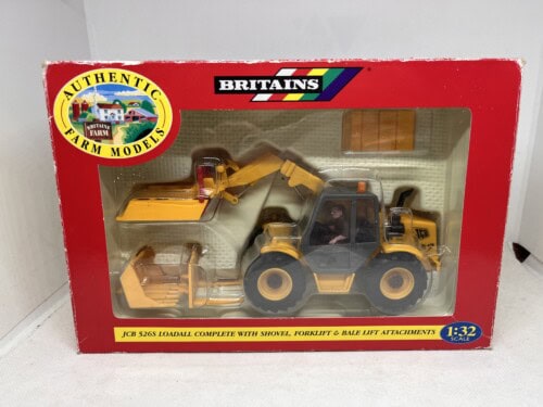 Britains JCB 526S Loadall Complete With Shovel, Forklift & Bale Lift Attachments